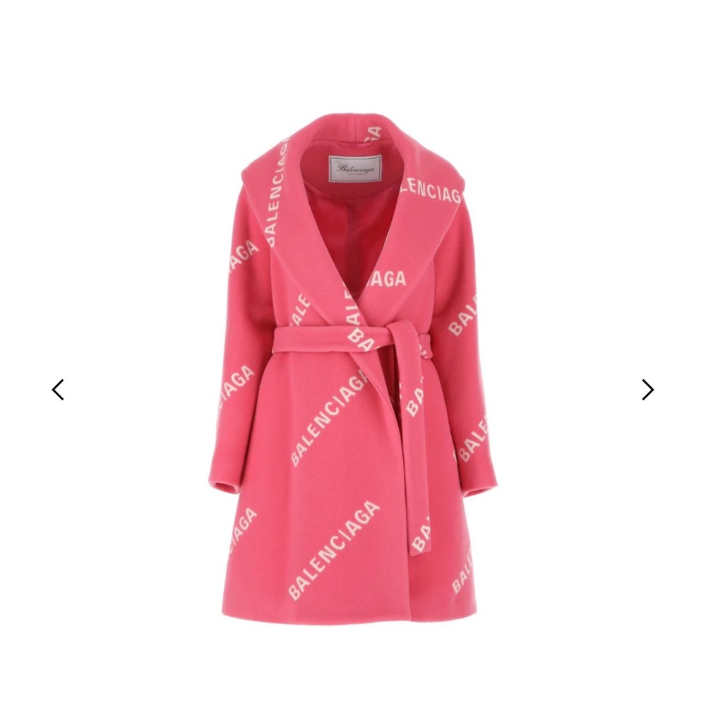 Pink Balenciaga All over oversized Logo Coat - size Small / Medium